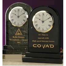 10" Black Majestic Genuine Marble Clock Award