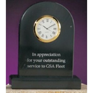 6.25" Black Genuine Marble Arch Clock Award