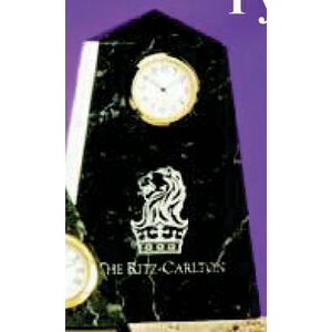 6" Black Obelisk Genuine Marble Clock Award