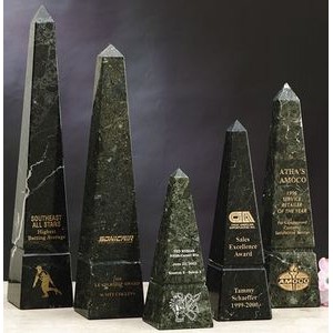 16" Green Genuine Marble Obelisk Award