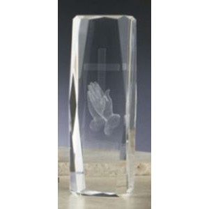 3D Praying Hands Optical Crystal Award (2"x2"x6")