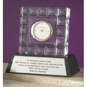 Waterford Crystal Quadrata Clock Award w/Marble Base