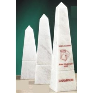 10" Natural White Genuine Marble Obelisk Award