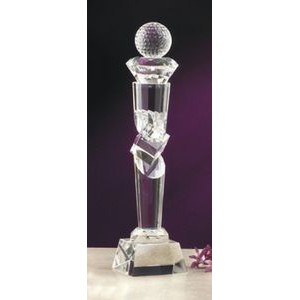 11" Optical Crystal Obelisk Globe Golf Award