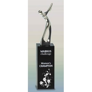 8½" Silver Metal Golfer Award w/Crystal Pedestal