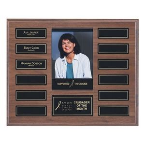 Brown Wooden Photo Frame Plaque w/Plates (2"x4" Photo)