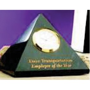 Black Marble Pyramid Clock Award (3.5"x4")