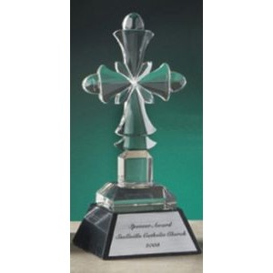8" Crystal Cross Award w/Base
