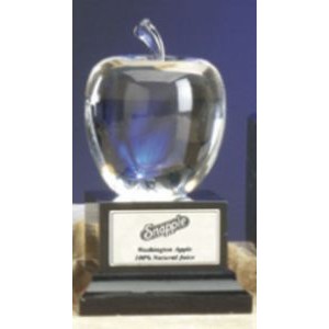 4" Crystal Apple Award w/Base