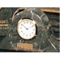 3.5" Green Mini Genuine Marble Arch Clock Award w/Gold Accents