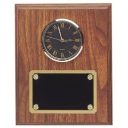 Walnut Finish Plaque w/Black Clock (9"x12")