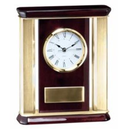 9" Rosewood Finish Gold Mantle Clock