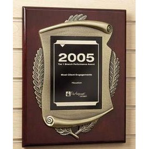 Rosewood Piano Finish Metal Scroll Plaque (9"x12")