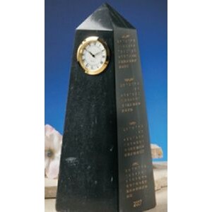 Black Genuine Marble Clock/Calendar Obelisk Award