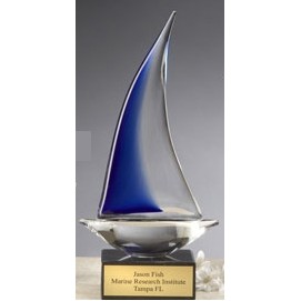13" Sail Boat Glass Art Award