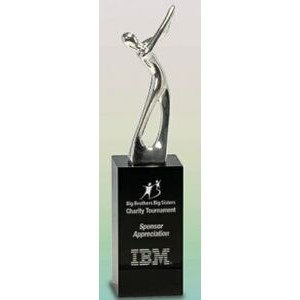 9½" Silver Metal Golfer Award w/Crystal Pedestal