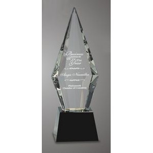 Large Obelisk Facet Crystal Diamond Award w/Black Base