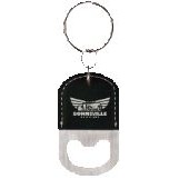 Oval Black/Silver Leatherette Bottle Opener Keychain