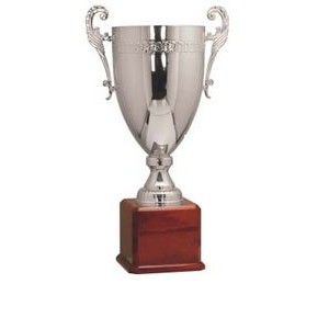 22" Silver Plated Aluminum Trophy w/Wood Base