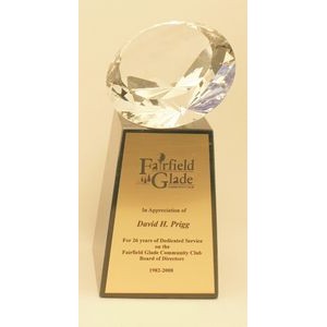 6" Clear Grand Diamond Crystal Award w/Marble Base
