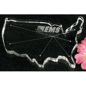 US Map Glass Paperweight Award (4"x7")