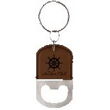 Oval Dark Brown Leatherette Bottle Opener Keychain