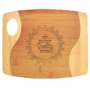 Bamboo Two-Tone Cutting Board w/Handle (11