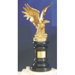 10" Metal Cast Bronze Eagle Award w/Black Marble Base