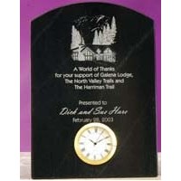 Black Genuine Marble Wedge Clock Award
