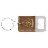 Rectangle Rustic/Gold Leatherette Bottle Opener Keychain
