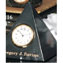 3.5" Black Genuine Marble Pyramid Clock Award