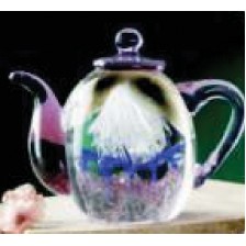 4" Hand Blown Glass Tea Pot