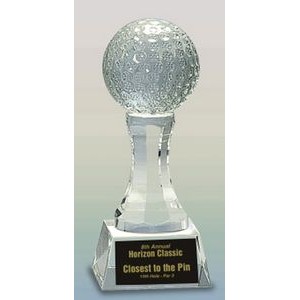 7¾" Crystal Golf Ball Award w/Pedestal