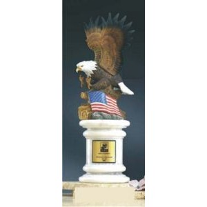 13" Ceramic Hand Painted Flag Eagle w/Marble Base