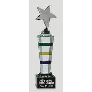 12¾" Tri-Color Column w/Metal Star Award