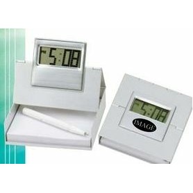 4-n-1 Metal Alarm LCD Clock with Pen Holder / Card Holder