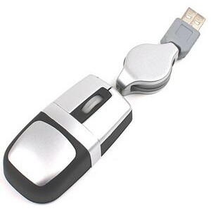 3D Super Mini Optical USB Mouse w/Retractable Cord