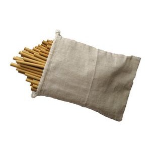 Yellow Bamboo Drinking Straw Kit 100 w/Linen Bag- Reusable & Organic