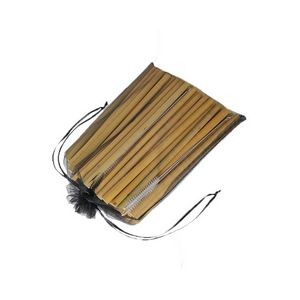 Yellow Bamboo Drinking Straw Kit 100 w/Yarn Bag- Reusable & Organic