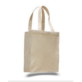Heavy Canvas Full Side & Bottom Gusset Shopping Tote w/Self Fabric Handles