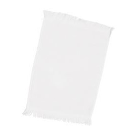 100% Cotton One Side Velour White Towel w/Reverse Side Terry Loop & Fringed Ends