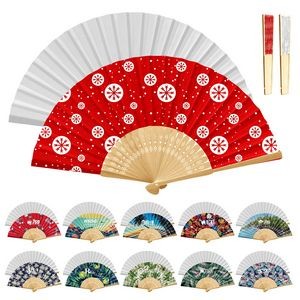 Handheld Foldable Full Color Bamboo Paper Fan