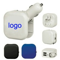 2 in 1 Compact Wall Charge, Car charge, Travel Charger Dual USB Port