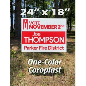 24" X 18" Corrugated Plastic Yard Signs, 1 COLOR / 2 SIDED