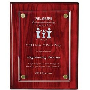 Rosewood Piano Finish Plaque w/ Floating Glass Plate / (8"x10")