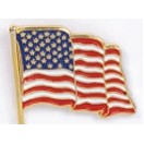 Waving American Flag Stock Casting Lapel Pin