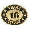 16 Years Service Stock Die Struck Pin