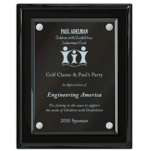 Black Piano Finish Plaque w/ Floating Glass Plate / (8"x10")