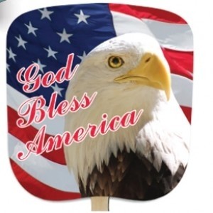 Patriotic Stock God Bless America Eagle Hand Held Fan