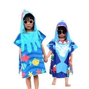 Microfibre Surf Poncho Changing Robe Hooded Poncho Towel For Kids(60x60cm)